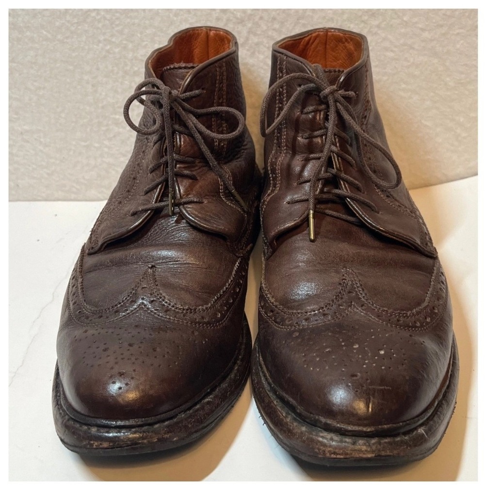 Florsheim by Duckie Brown Mens 9 D Pebble Grain Leather Wingtip Chukka Boots - Picture 8 of 13